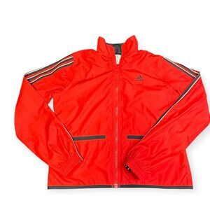 VINTAGE ADIDAS Men’s Red Black 3-Stripes Full Zip Windbreaker Jacket Size Small